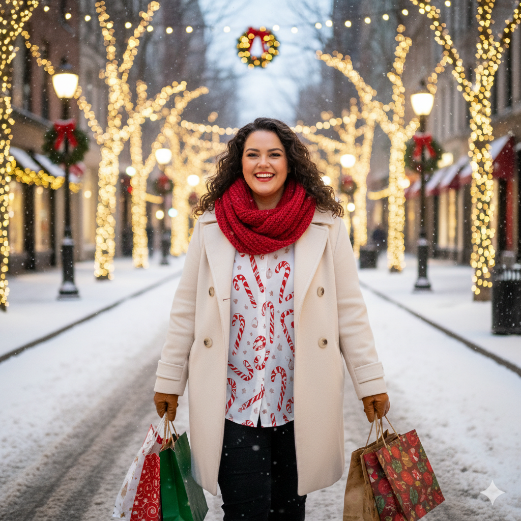 Chemise ourlet asymétrique Noël – imprimé cannes de sucre | Big Smiles