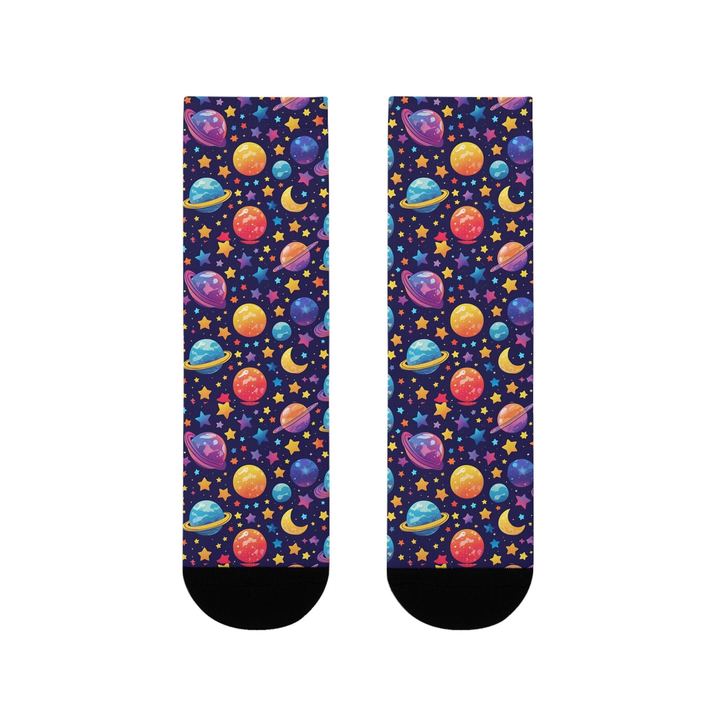 Chaussettes « Cosmic Pattern » – crew sublimées planètes & étoiles, cadeau space lovers
