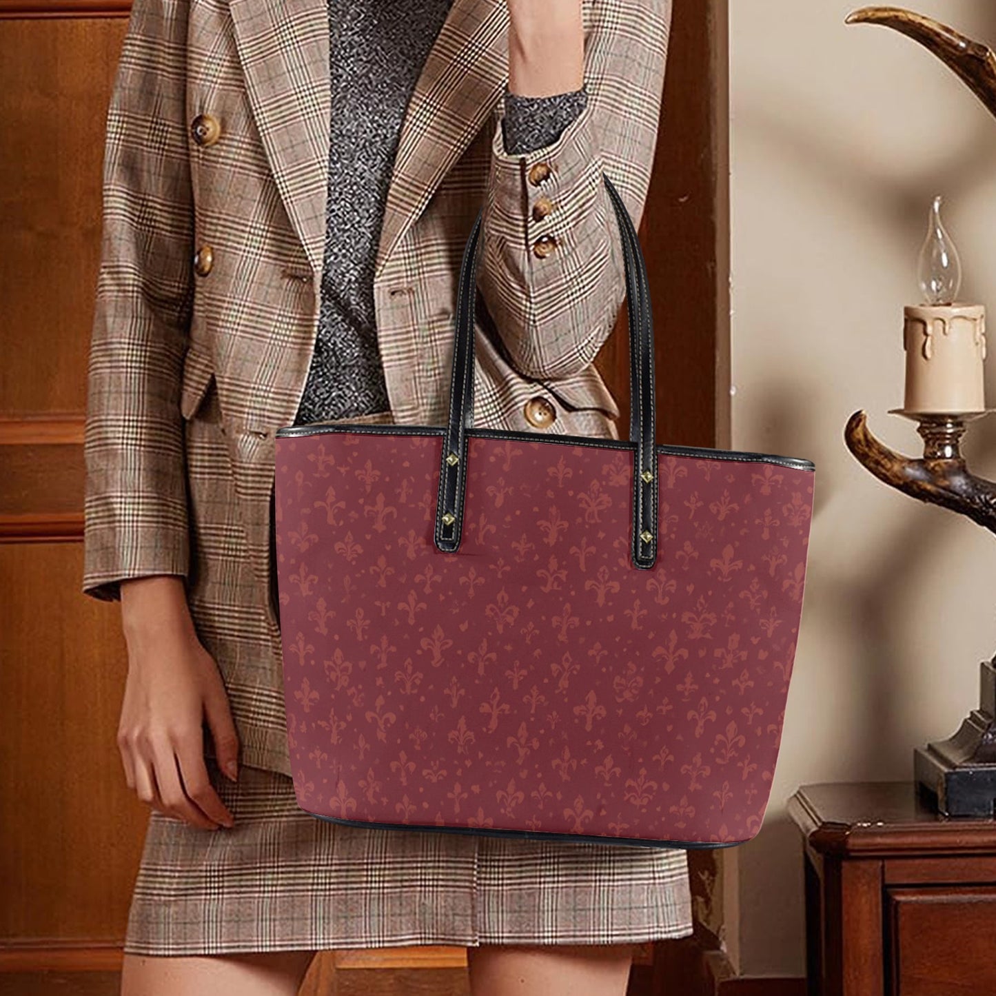 Sac cabas en cuir vegan bordeaux chic – Élégance intemporelle pour le travail et la ville - Big Smiles All Sizes