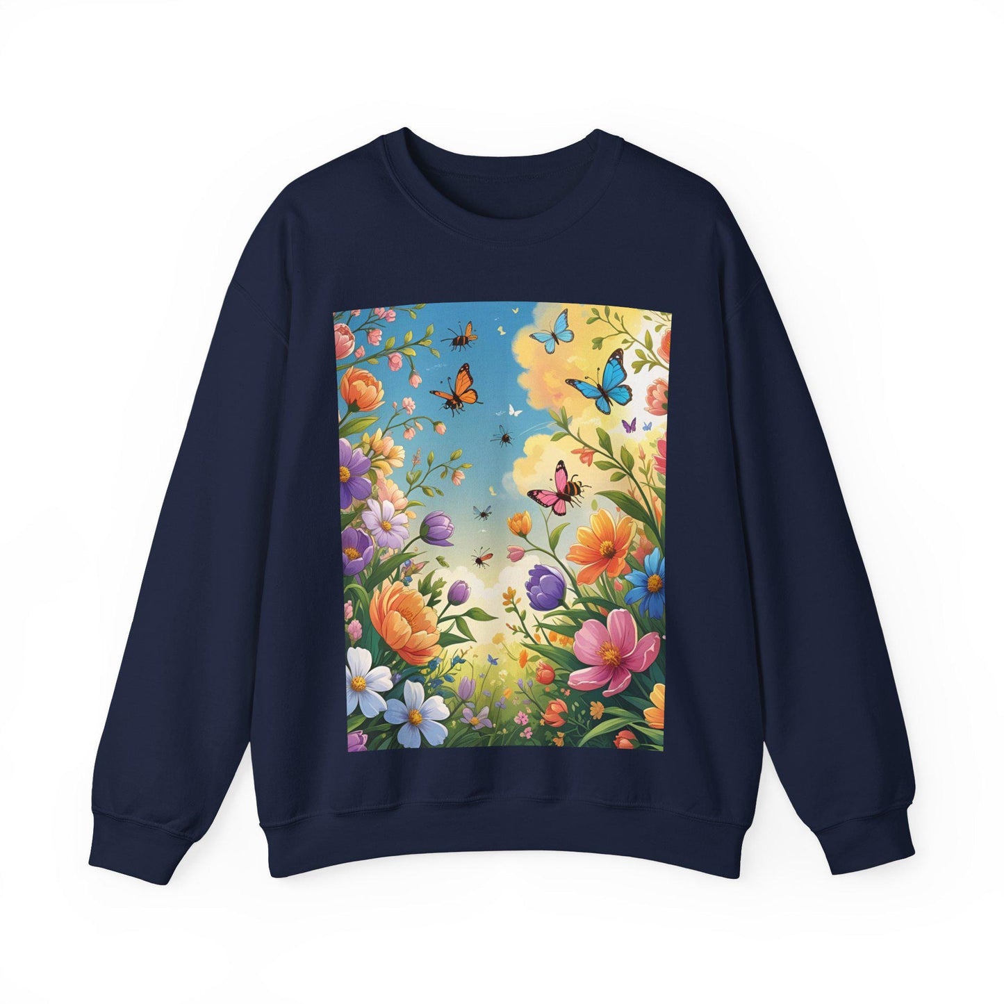 Tailles S–5XL Sweat Papillons & Fleurs Unisexe | Doux et Chaud | Pull Col Rond Art Botanique | Cadeau Nature |