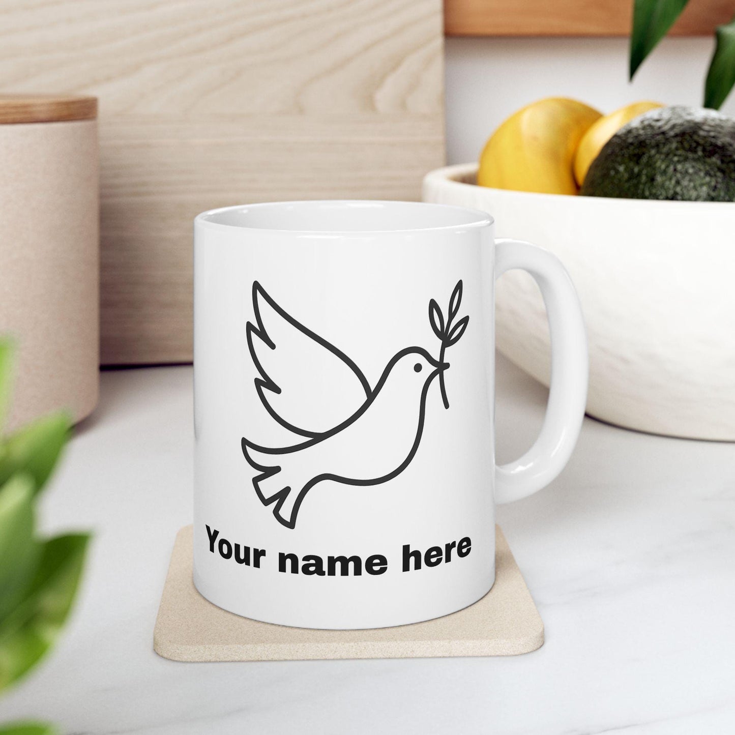 Mug colombe de la paix personnalisable – céramique brillante 11oz/15oz, micro-ondes & lave-vaisselle