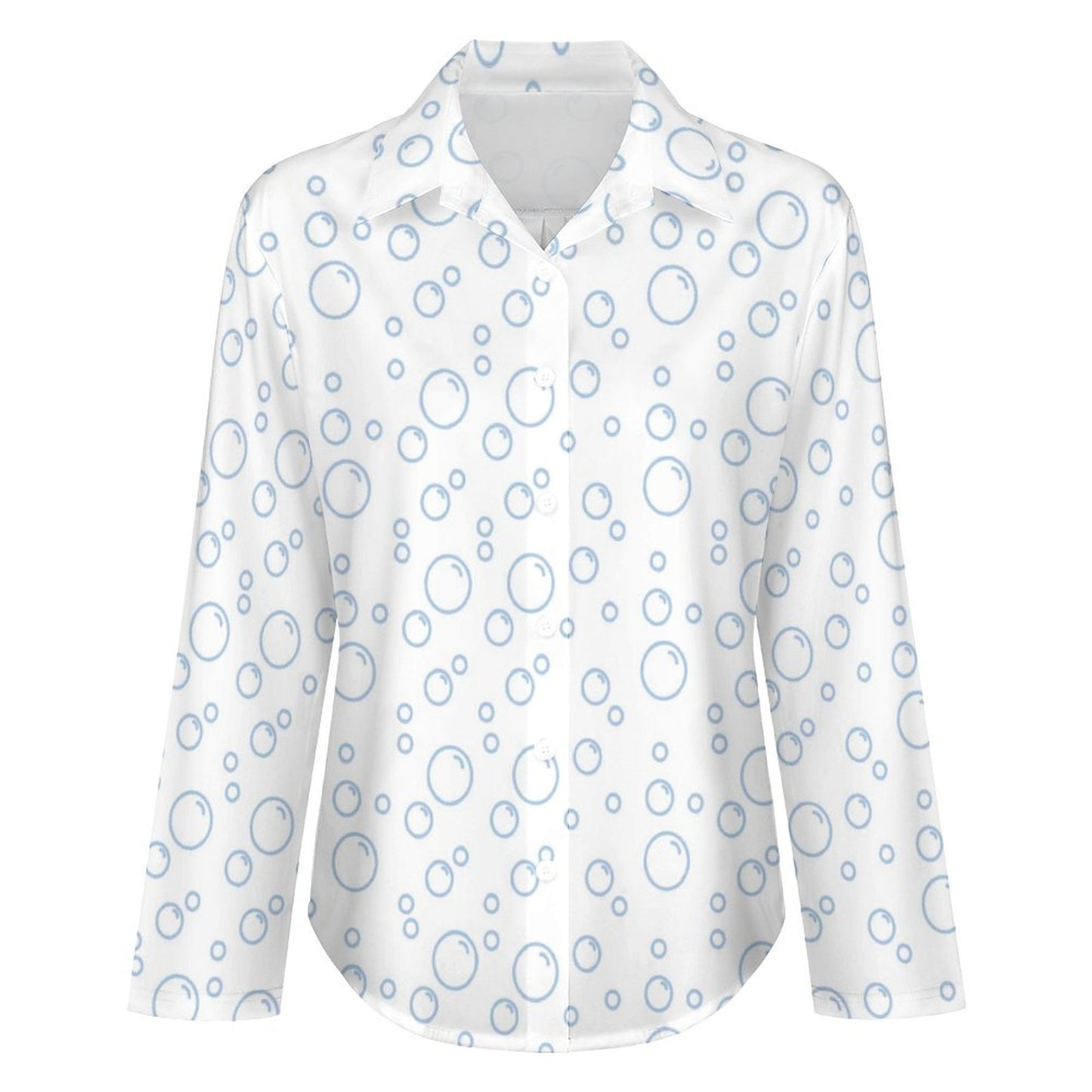 Chemise à ourlet asymétrique – imprimé bulles bleu clair | Big Smiles