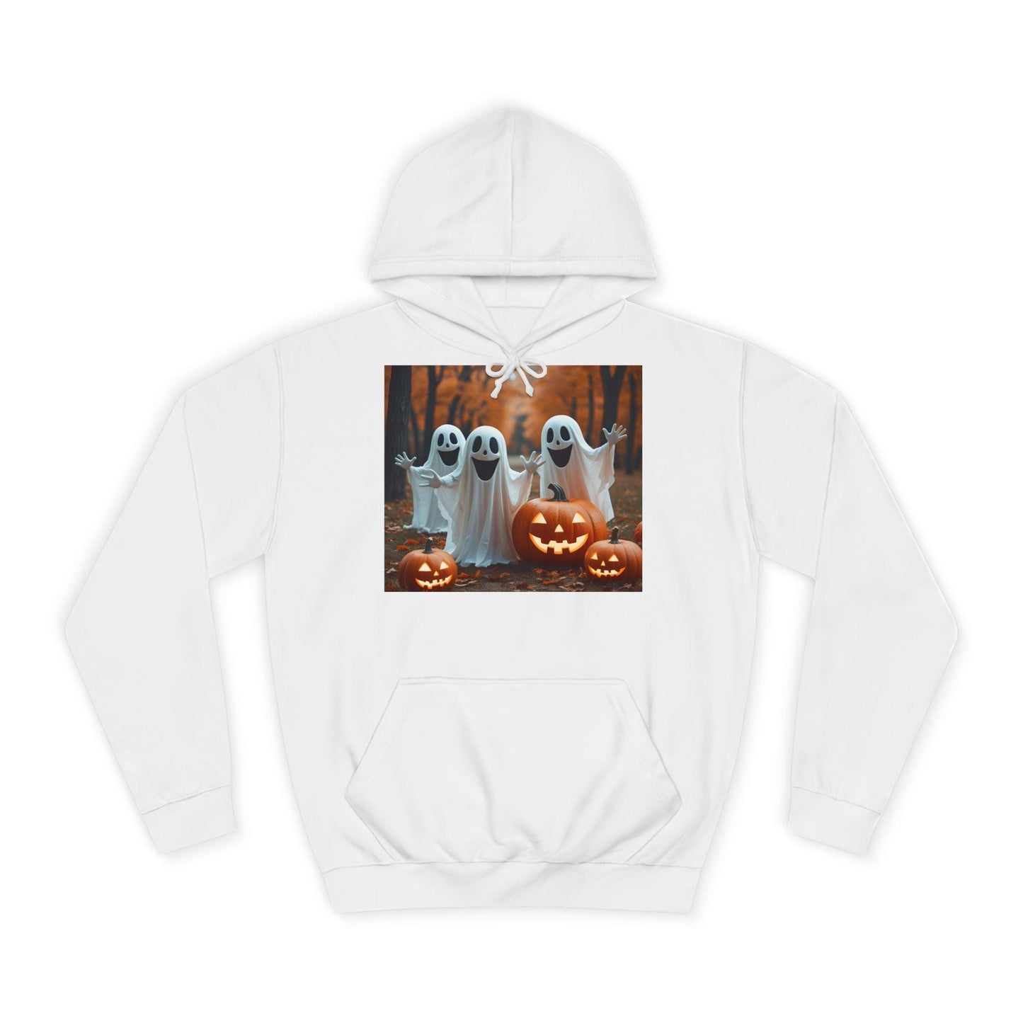 Tailles XS–5XL Sweat à capuche unisexe noir d’Halloween avec fantômes et citrouilles, coton mélangé