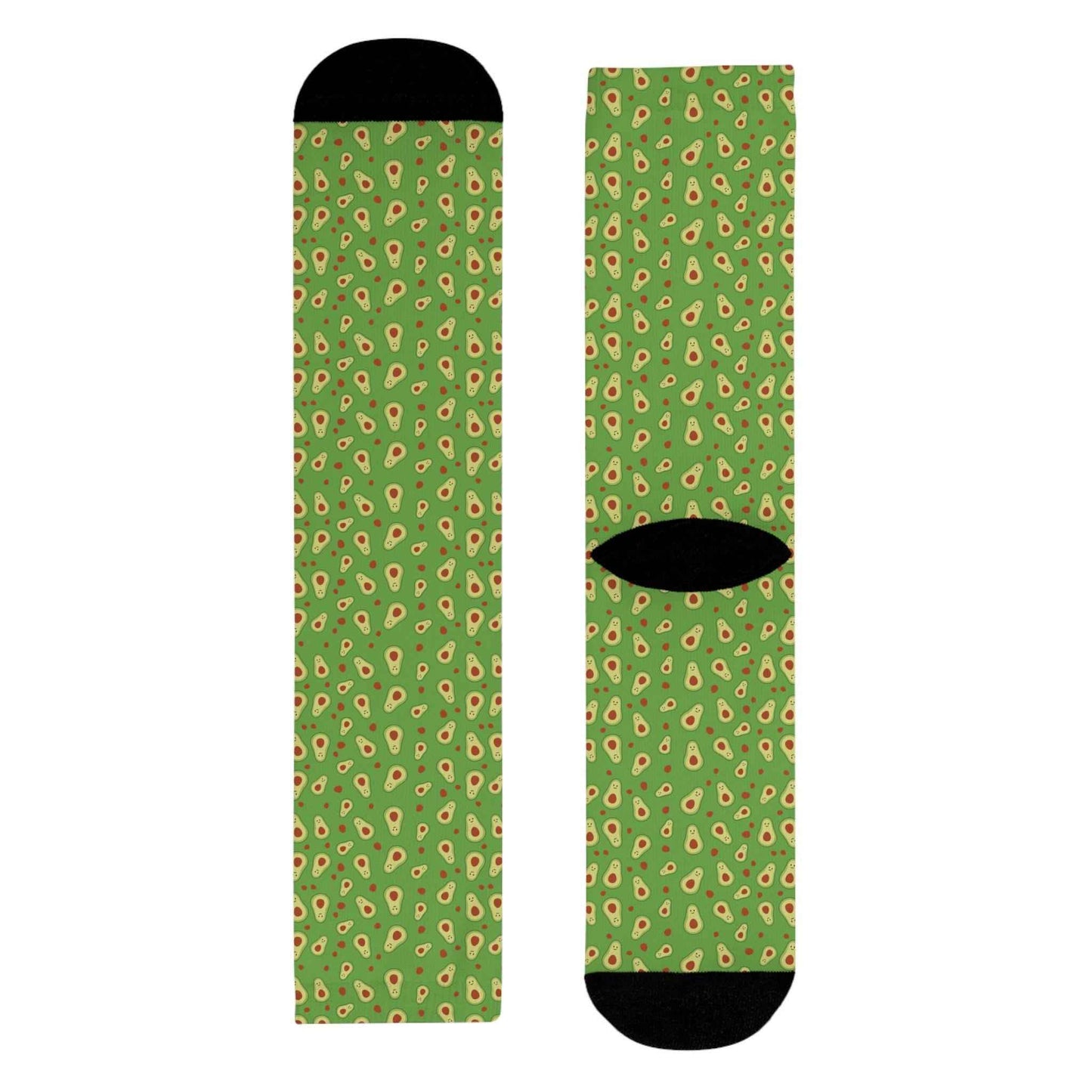 Chaussettes « Avocado Pattern » – crew sublimées, motif avocat fun, cadeau foodie