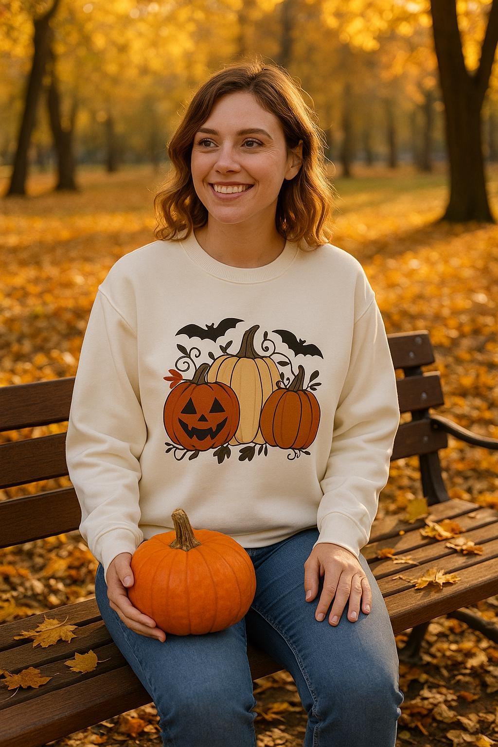 Tailles S - 5XL Sweat Citrouilles d’Automne | Pull Douillet Halloween | Mode Unisexe Saisonnière | Cadeau Festif et Décontracté,