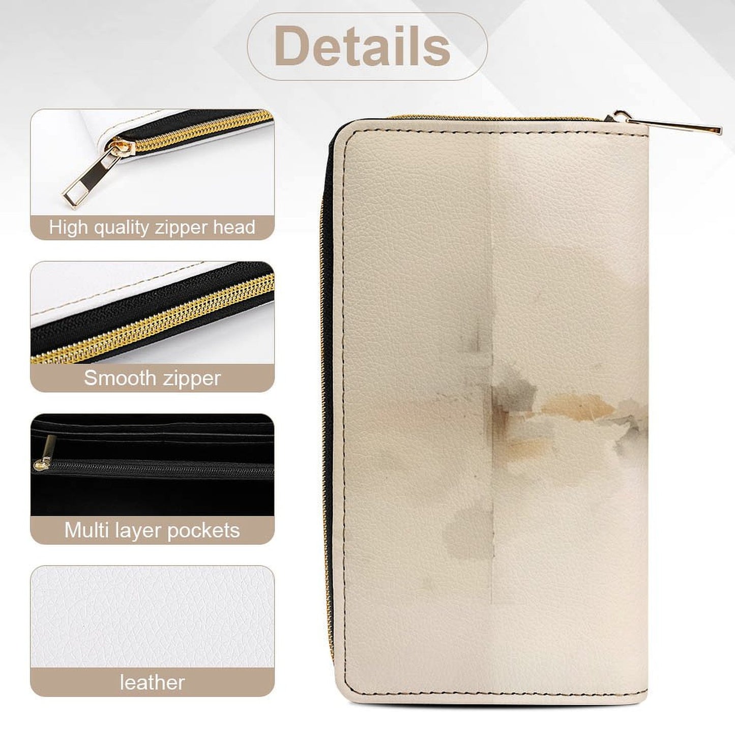 Portefeuille effet aquarelle en cuir vegan haut de gamme – Élégance douce et naturelle - Big Smiles All Sizes