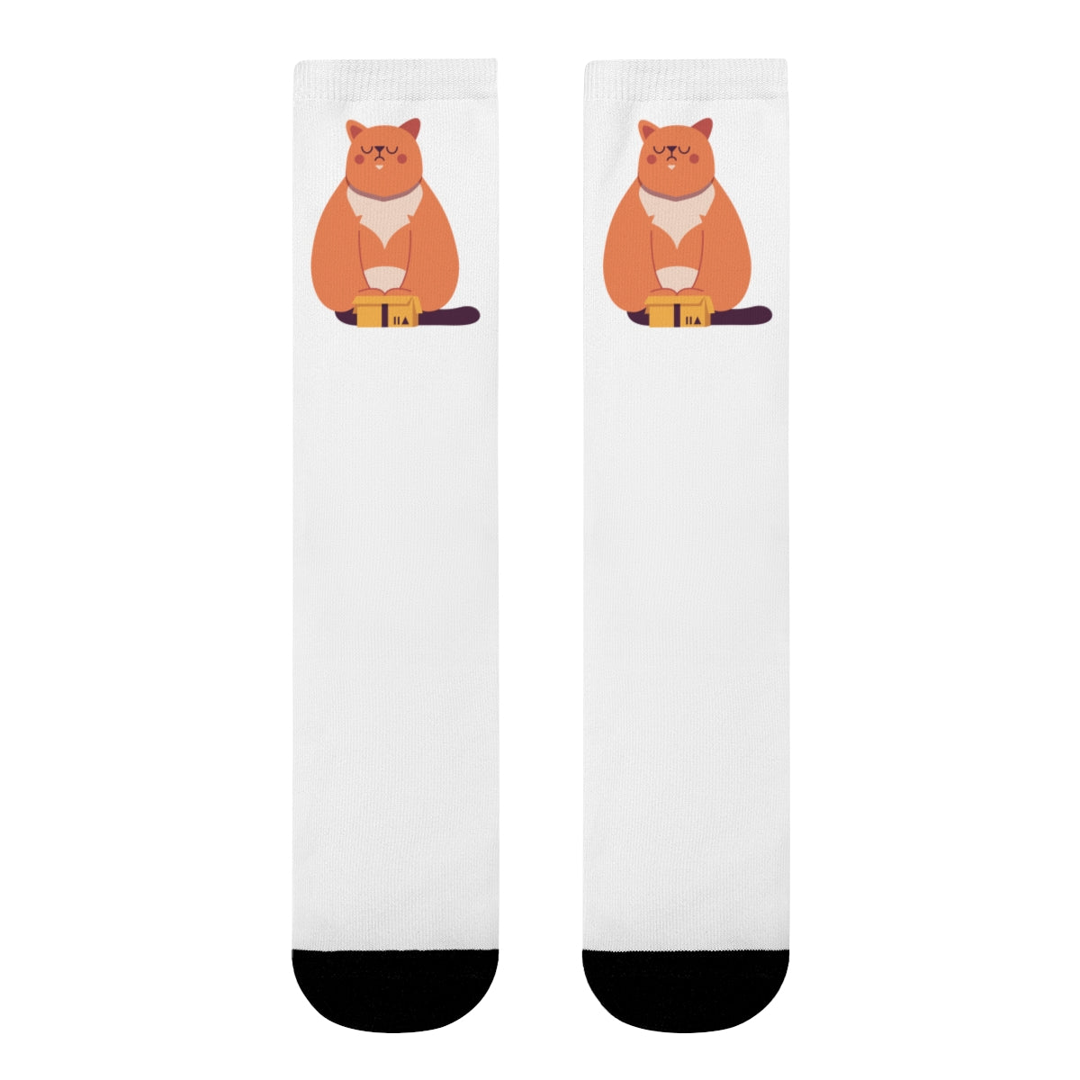 Chaussettes « Chonk Cat » – crew imprimées, chat mignon minimal, cadeau cosy