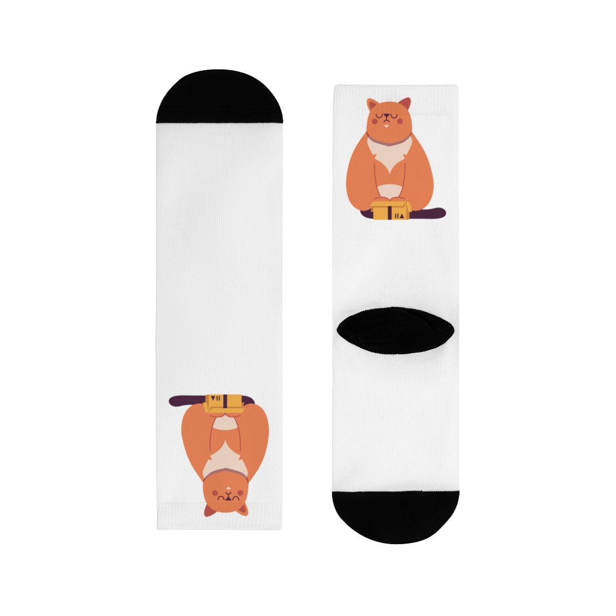 Chaussettes « Chonk Cat » – crew imprimées, chat mignon minimal, cadeau cosy