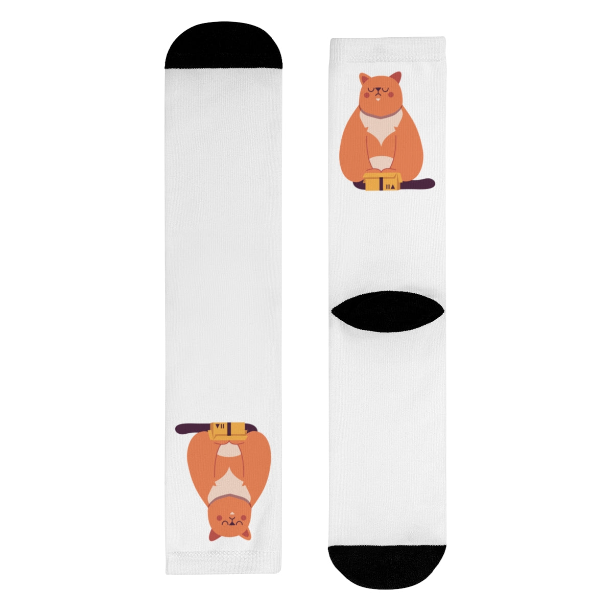 Chaussettes « Chonk Cat » – crew imprimées, chat mignon minimal, cadeau cosy