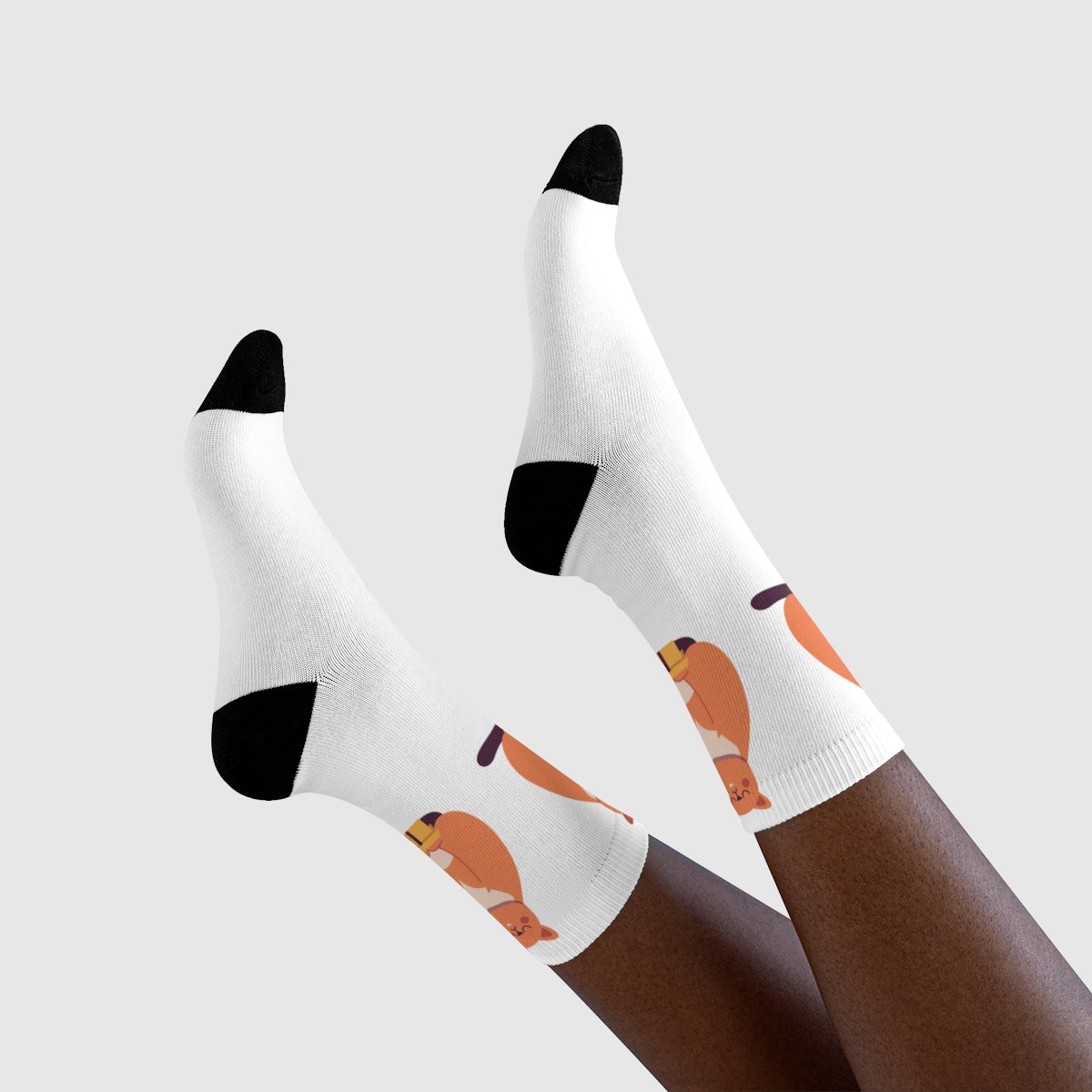 Chaussettes « Chonk Cat » – crew imprimées, chat mignon minimal, cadeau cosy