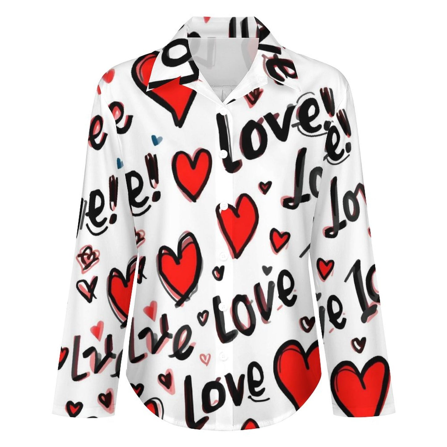 Chemise à ourlet asymétrique – imprimé cœurs “Love” | Big Smiles