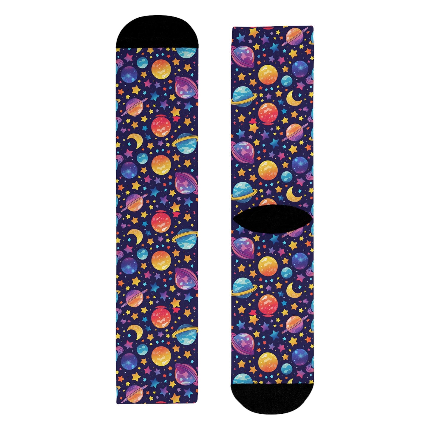 Chaussettes « Cosmic Pattern » – crew sublimées planètes & étoiles, cadeau space lovers