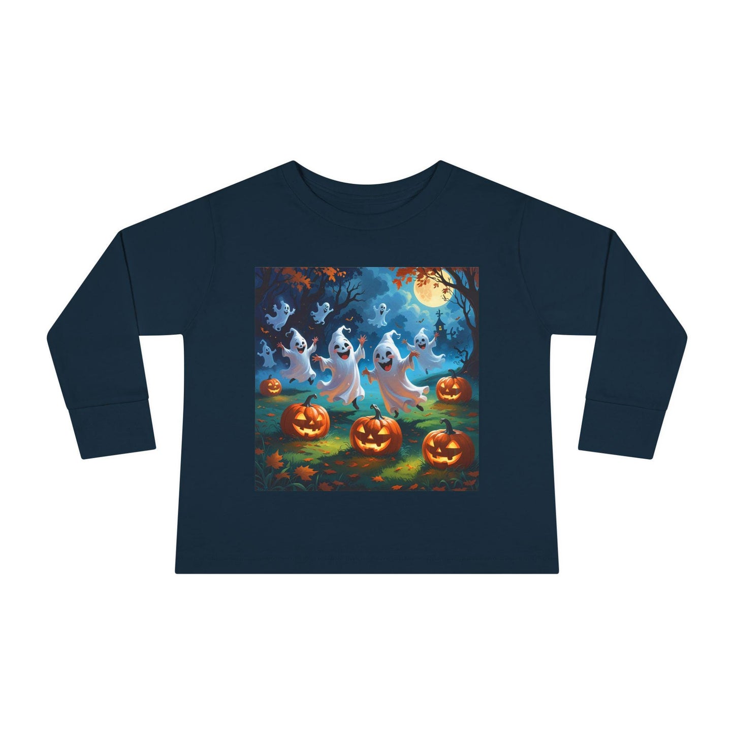 T-shirt Halloween enfant (toddler) manches longues, fantômes & citrouilles, coton