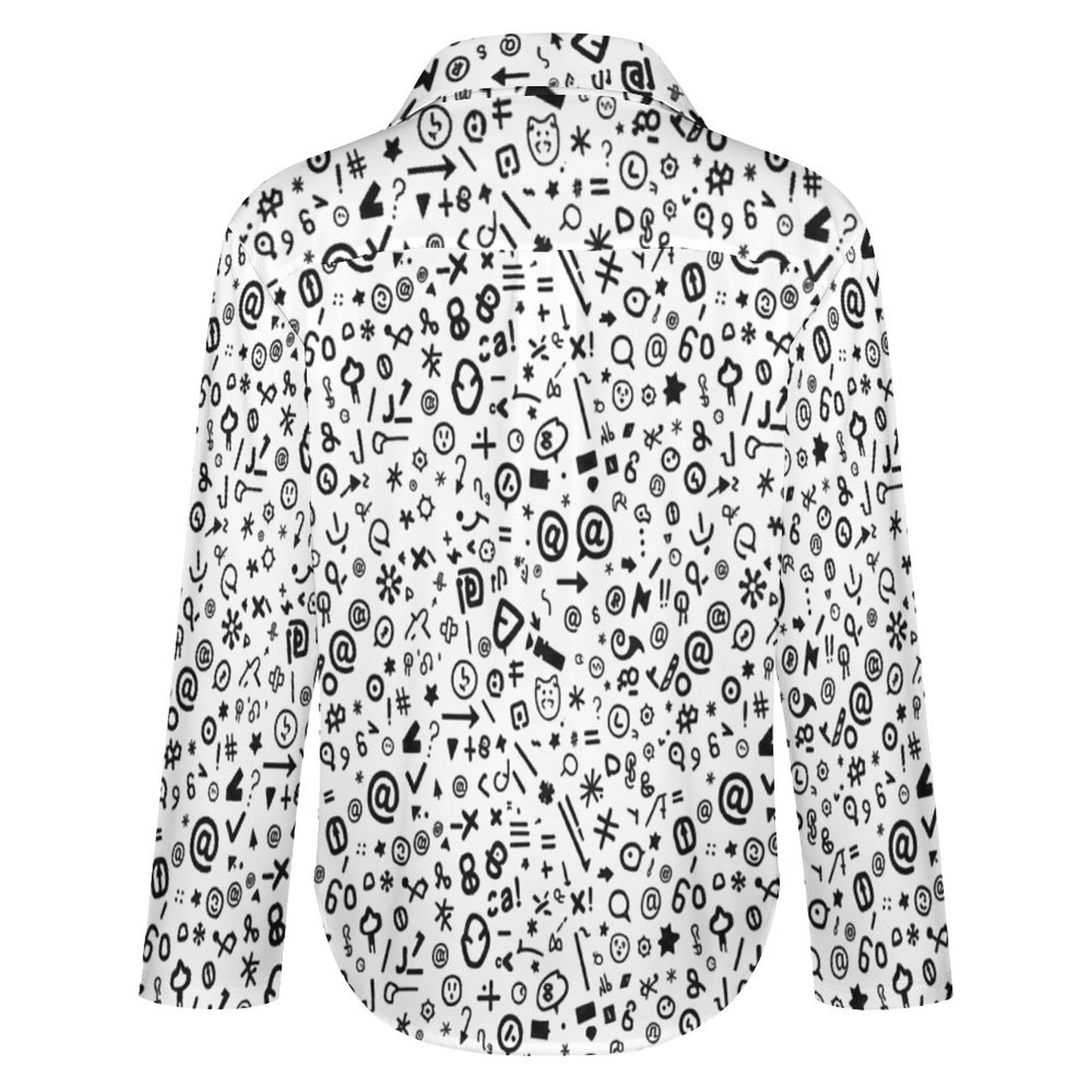 Chemise à ourlet asymétrique – imprimé doodles noir & blanc | Big Smiles