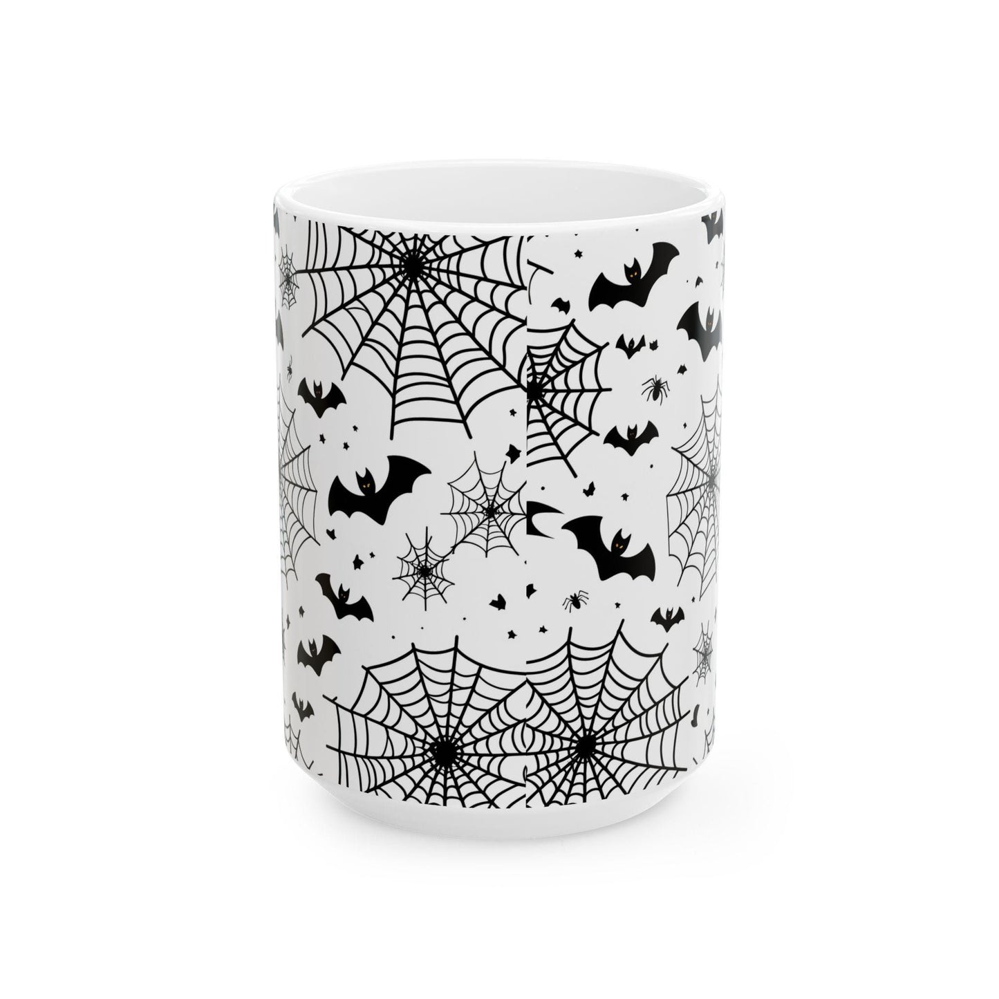 Mug Halloween 0.33L / 0.44 L avec chauves-souris et toiles d’araignée – Tasse effrayante | Cadeau Boo rétro | Pumpkin Spice Latte