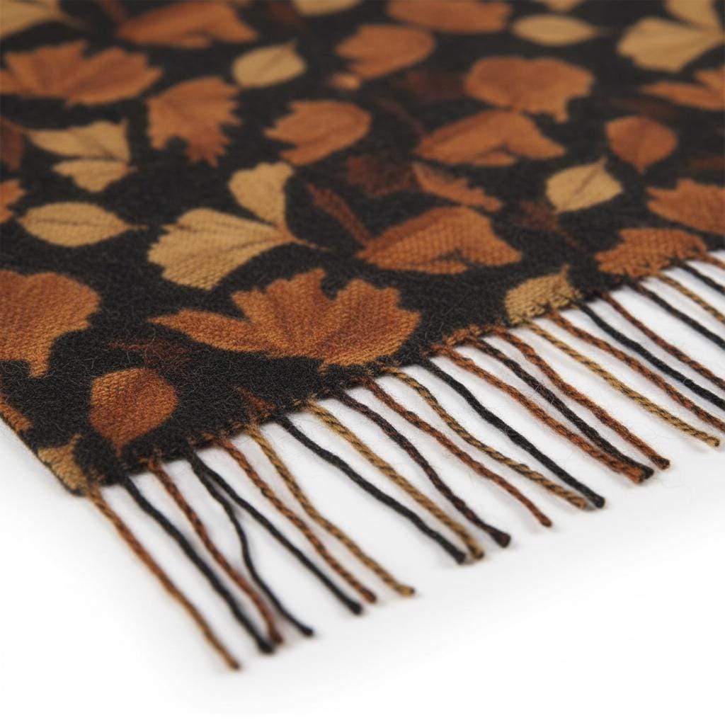 Écharpe à franges feuilles d’automne | Châle long doux effet cachemire 200x70 – Big Smiles