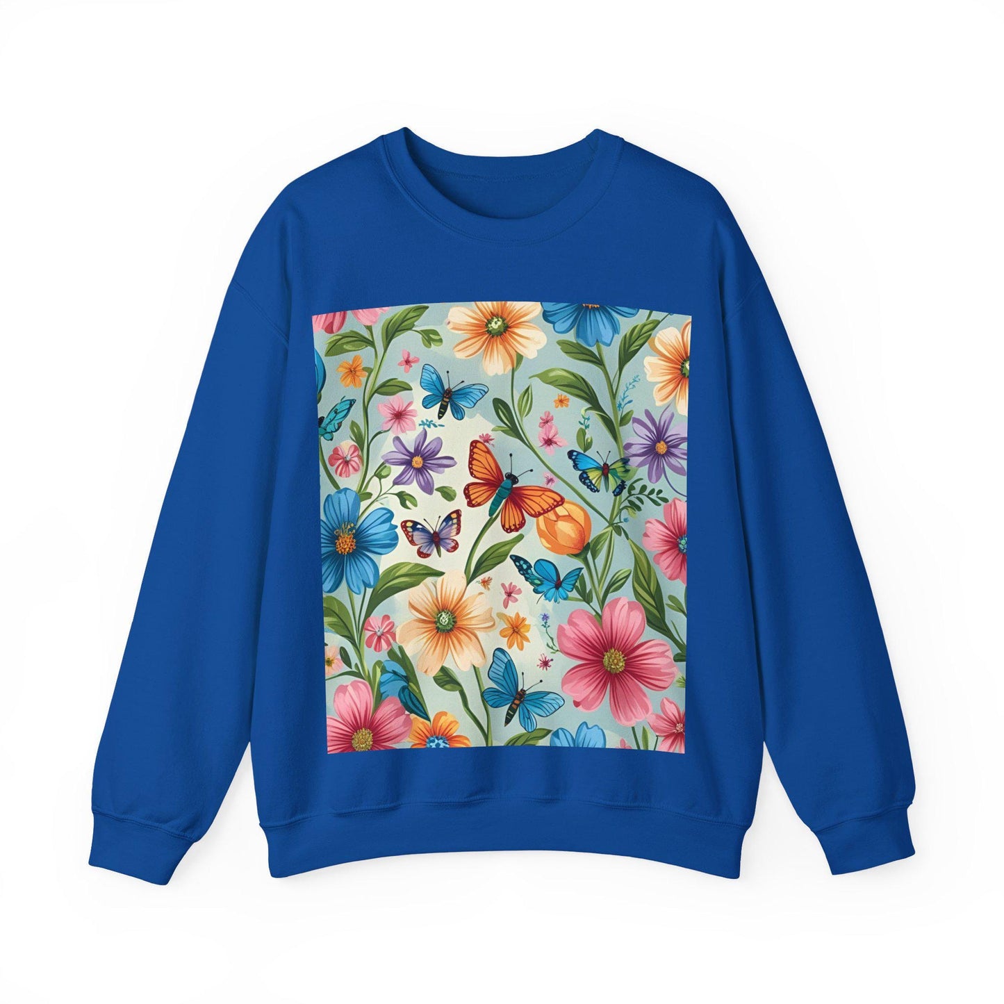Tailles S-5XL Sweat unisexe fleurs et papillons | Col rond classique | Style printanier | Intérieur doux |