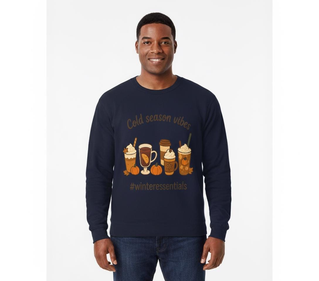 Tailles S - 5XL Sweat Unisexe Cold Season Vibes | Pull Automne Hiver Cocooning | Cadeau Amateur de Café | Sweat Pumpkin Spice