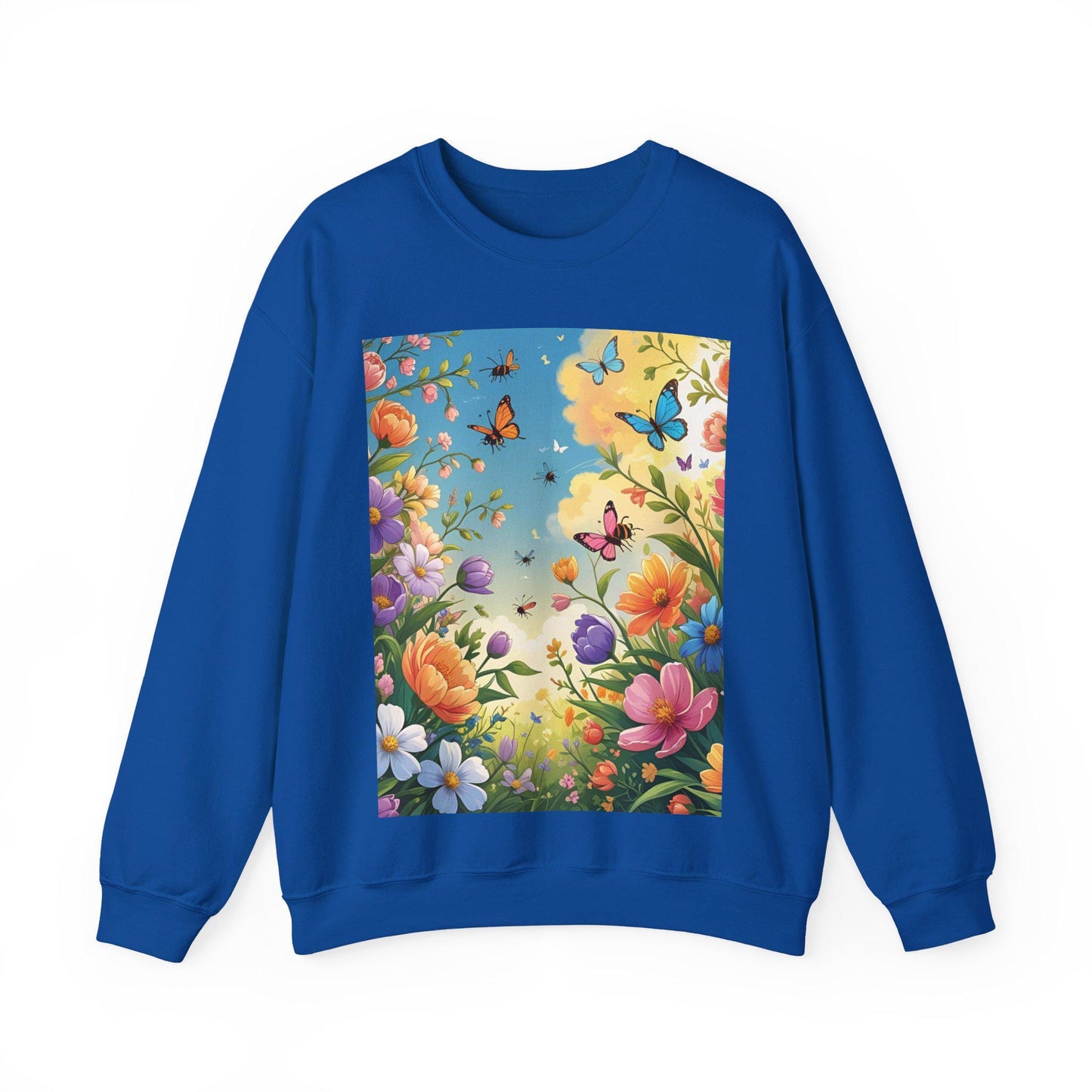 Tailles S–5XL Sweat Papillons & Fleurs Unisexe | Doux et Chaud | Pull Col Rond Art Botanique | Cadeau Nature |
