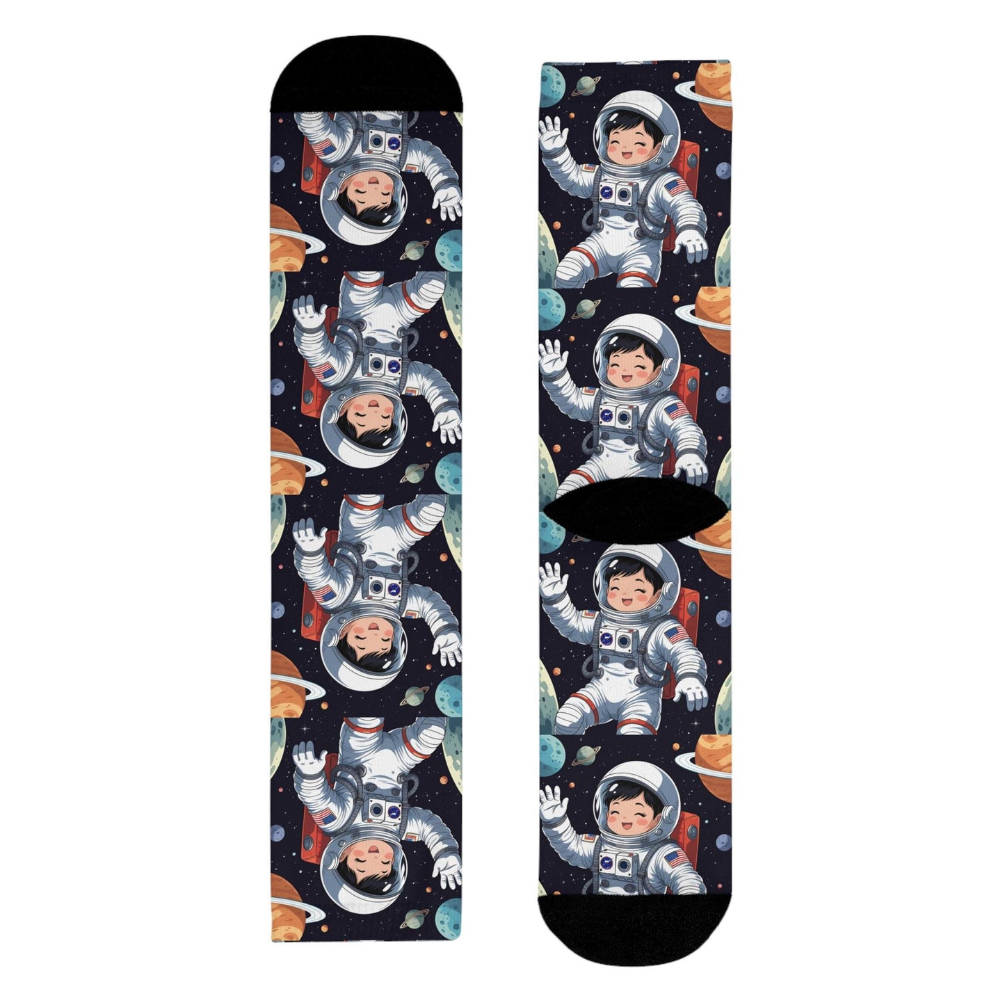Chaussettes « Cosmic Adventure » – crew sublimées astronautes & planètes, cadeau space lovers