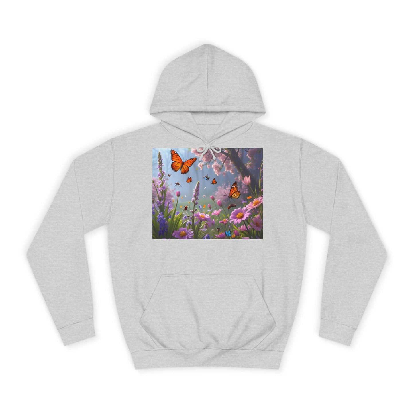 Sudadera unisex con diseño de mariposas y jardín, tallas XS a 5XL | Sudadera botánica floral para campus | Regalo acogedor de primavera | Suéter suave y estético |
