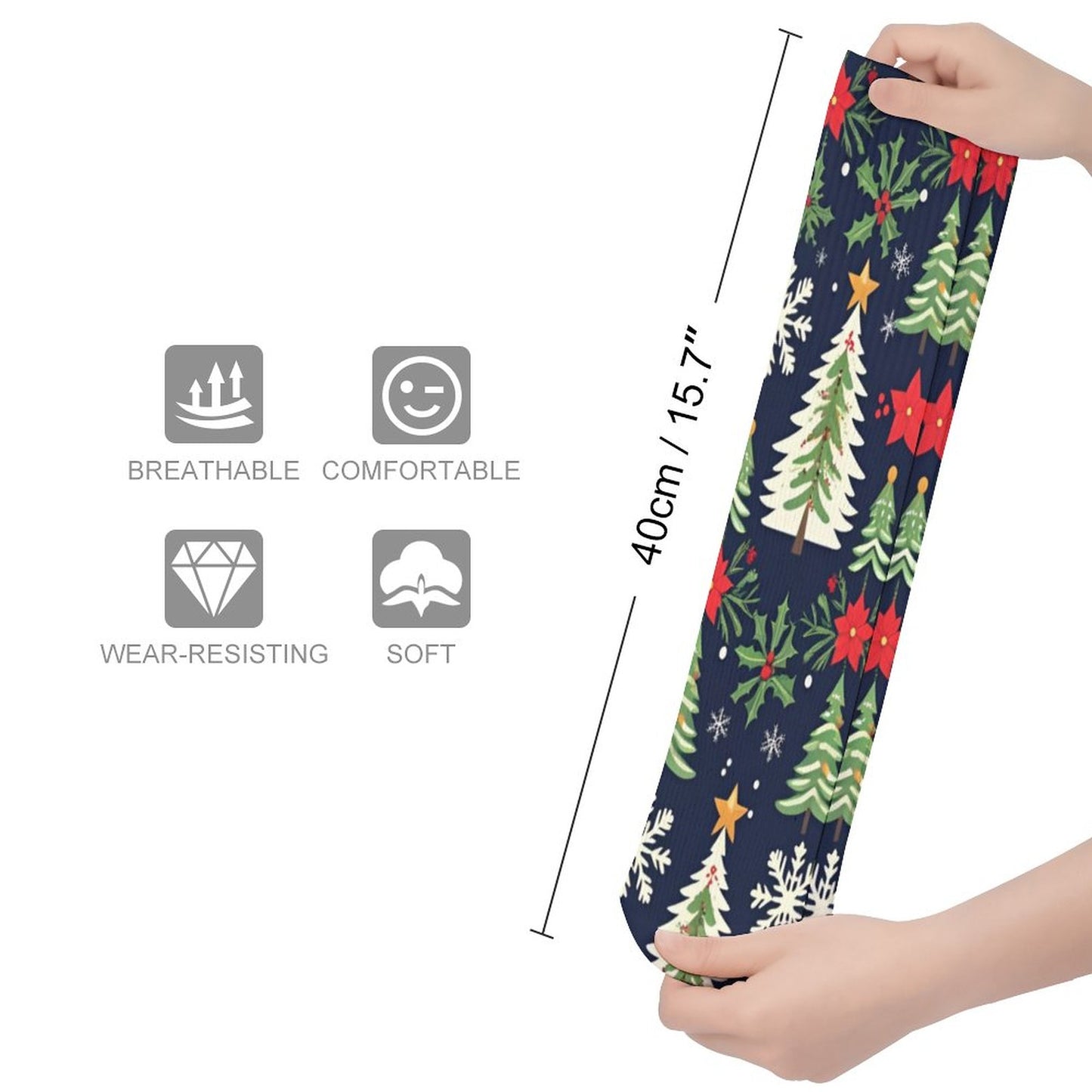 Chaussettes hautes de Noël – respirantes, douces et festives | Impression intégrale | Big Smiles