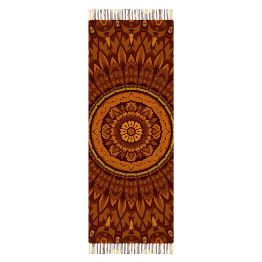 Écharpe à franges effet cachemire, mandala terracotta, grande 200x70 cm, châle doux et léger, cadeau boho automne hiver