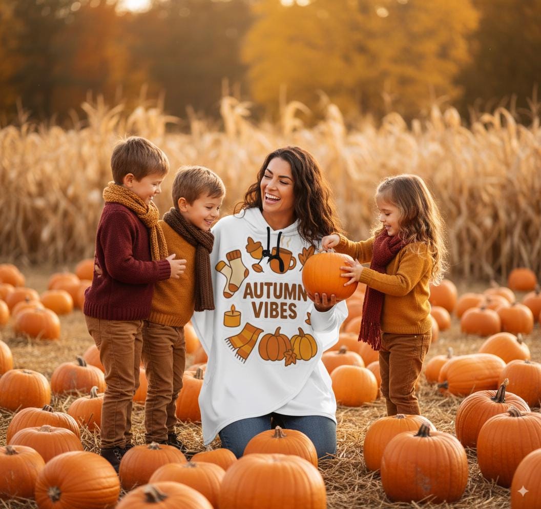 sizes S - 5XL Autumn Vibes white poncho, women's long sleeve hoodie, irregular hem, casual autumn style,