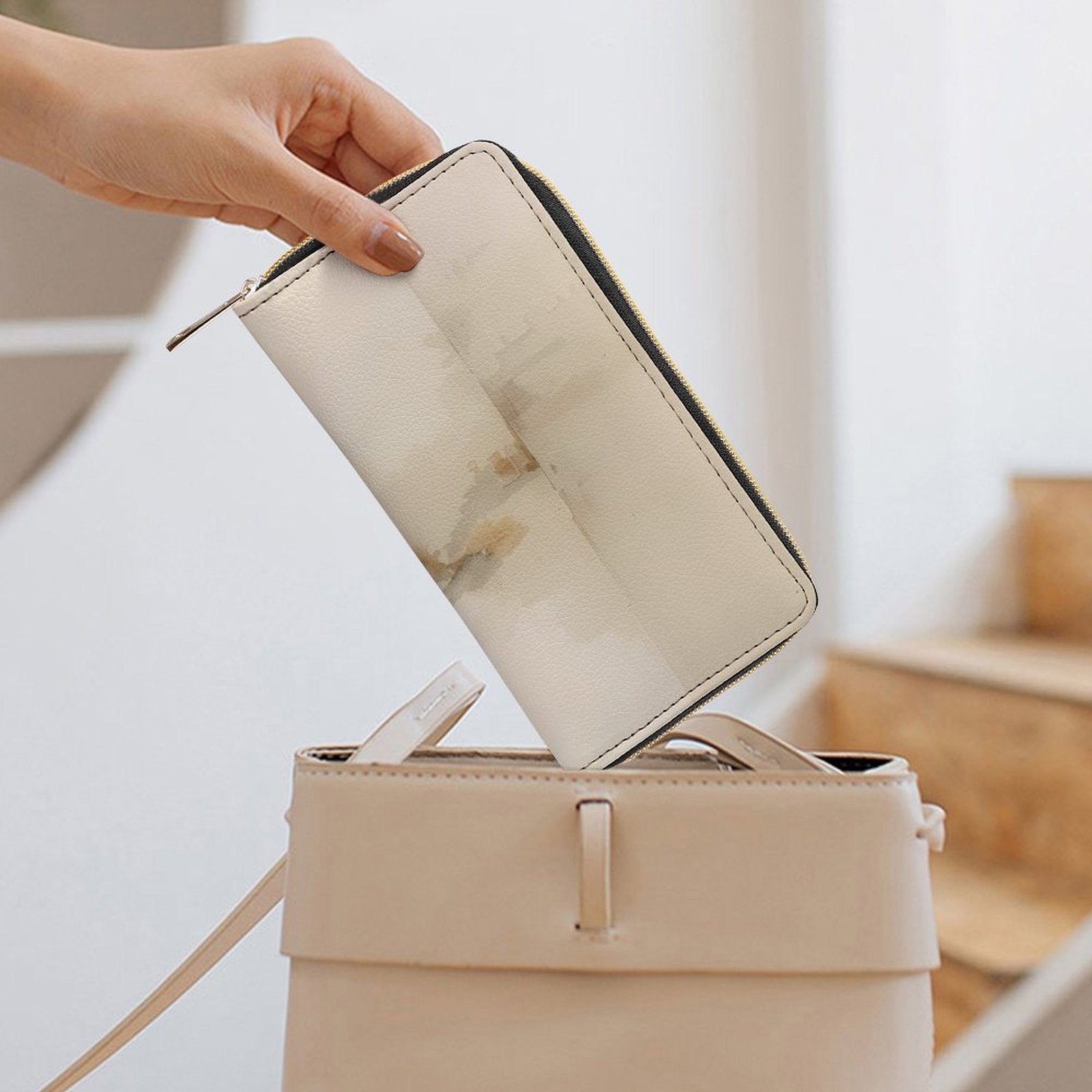 Portefeuille effet aquarelle en cuir vegan haut de gamme – Élégance douce et naturelle - Big Smiles All Sizes