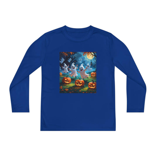 T-shirt pour les jeunes  Halloween manches longues fantômes & citrouilles — respirant