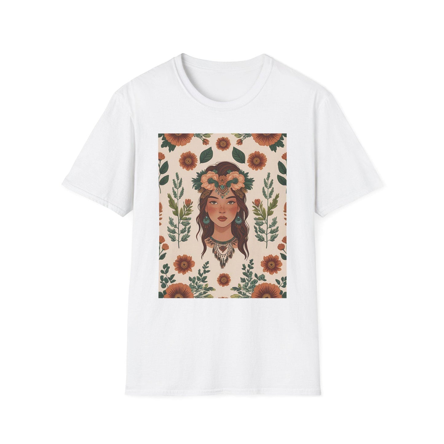 Camiseta unisex "Bohemian Floral" - algodón suave, estilo bohemio veraniego, tallas XS a 5XL
