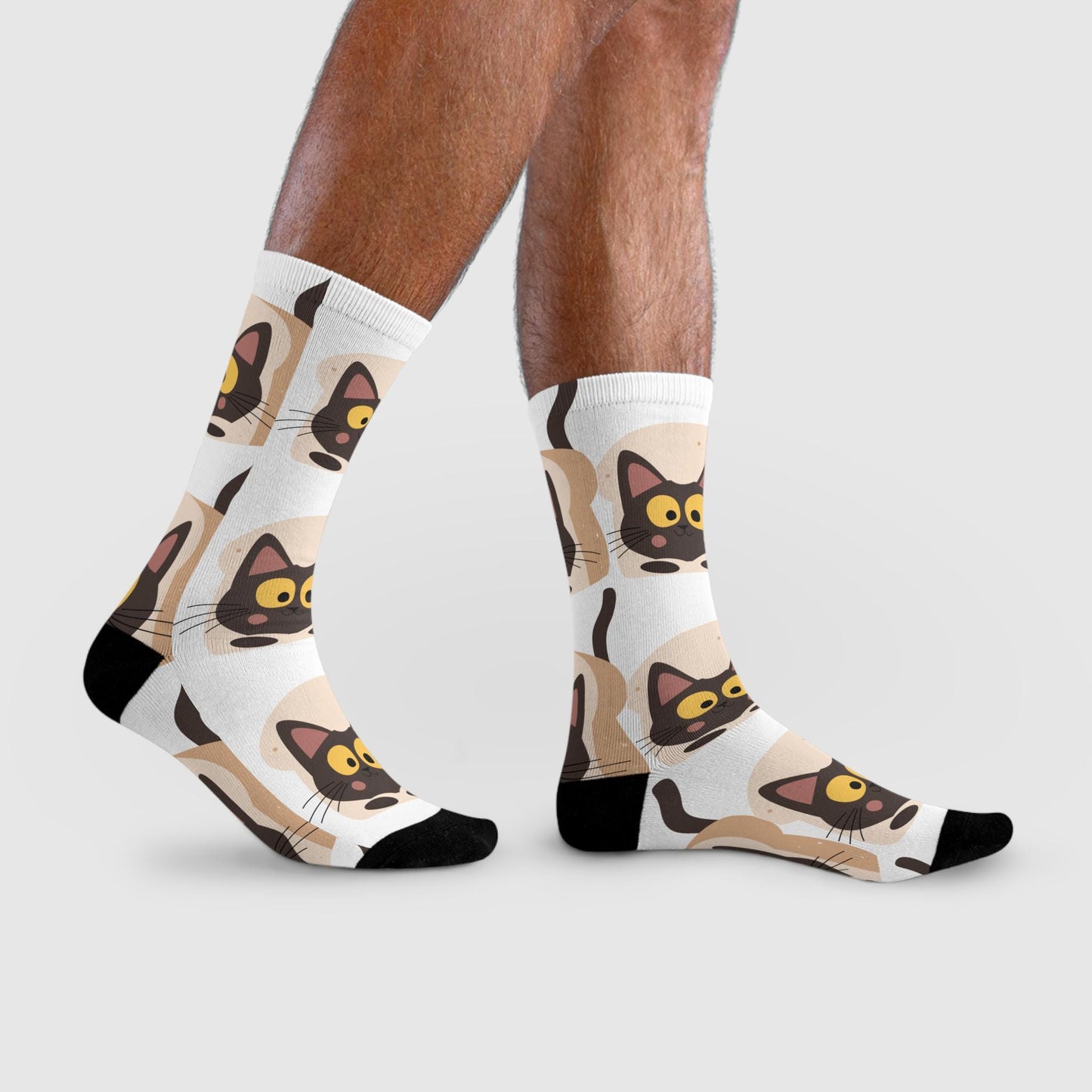 Chaussettes « Bread Cat » – crew imprimées chat mignon, cadeau cat lovers