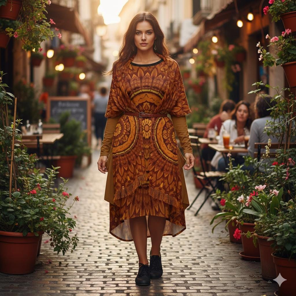 Écharpe à franges effet cachemire, mandala terracotta, grande 200x70 cm, châle doux et léger, cadeau boho automne hiver
