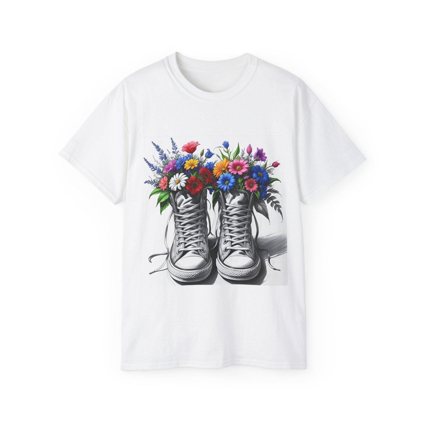 Camiseta unisex con estampado floral - Algodón ultrafino, diseño floral vintage, tallas S a 5XL