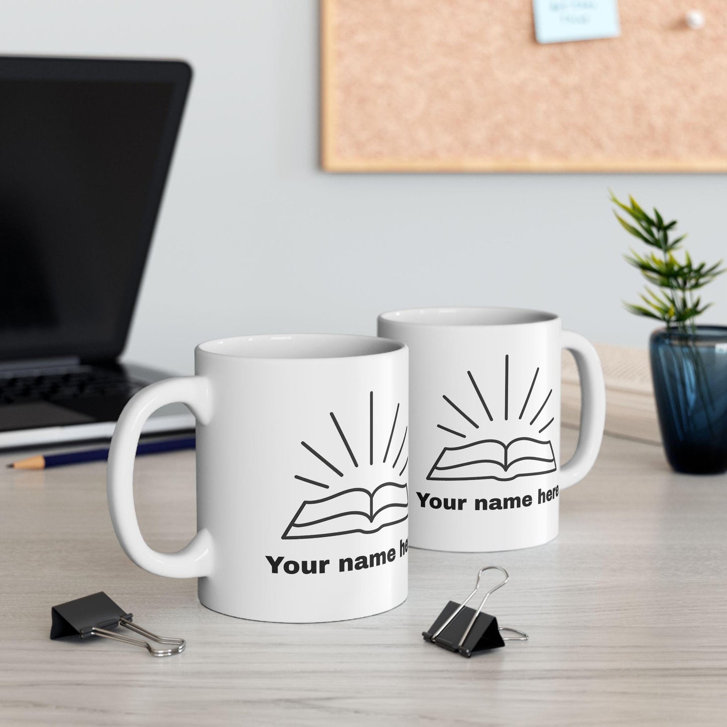 Mug chrétien personnalisable – Bible rayonnante, céramique brillante 11oz/15oz, micro-ondes & lave-vaisselle