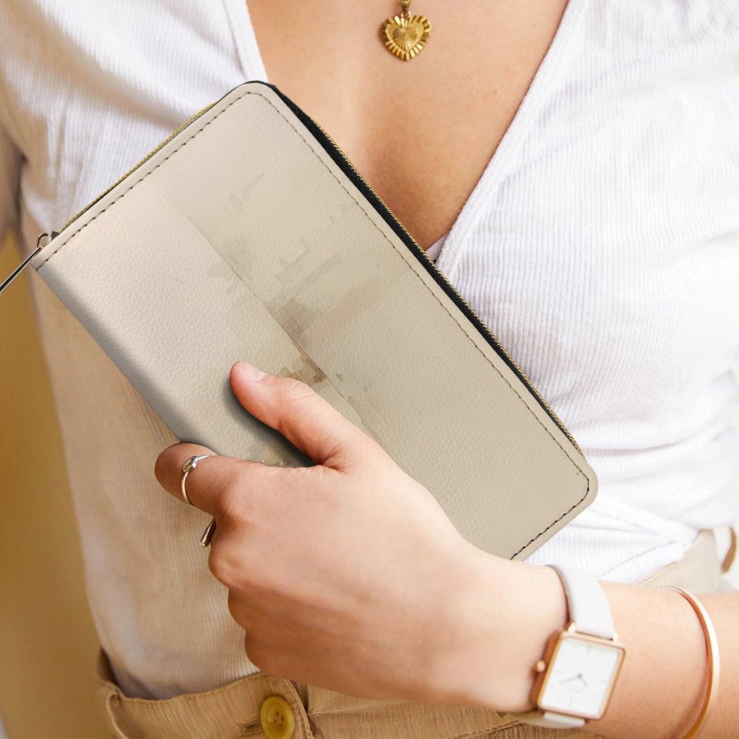 Portefeuille effet aquarelle en cuir vegan haut de gamme – Élégance douce et naturelle - Big Smiles All Sizes