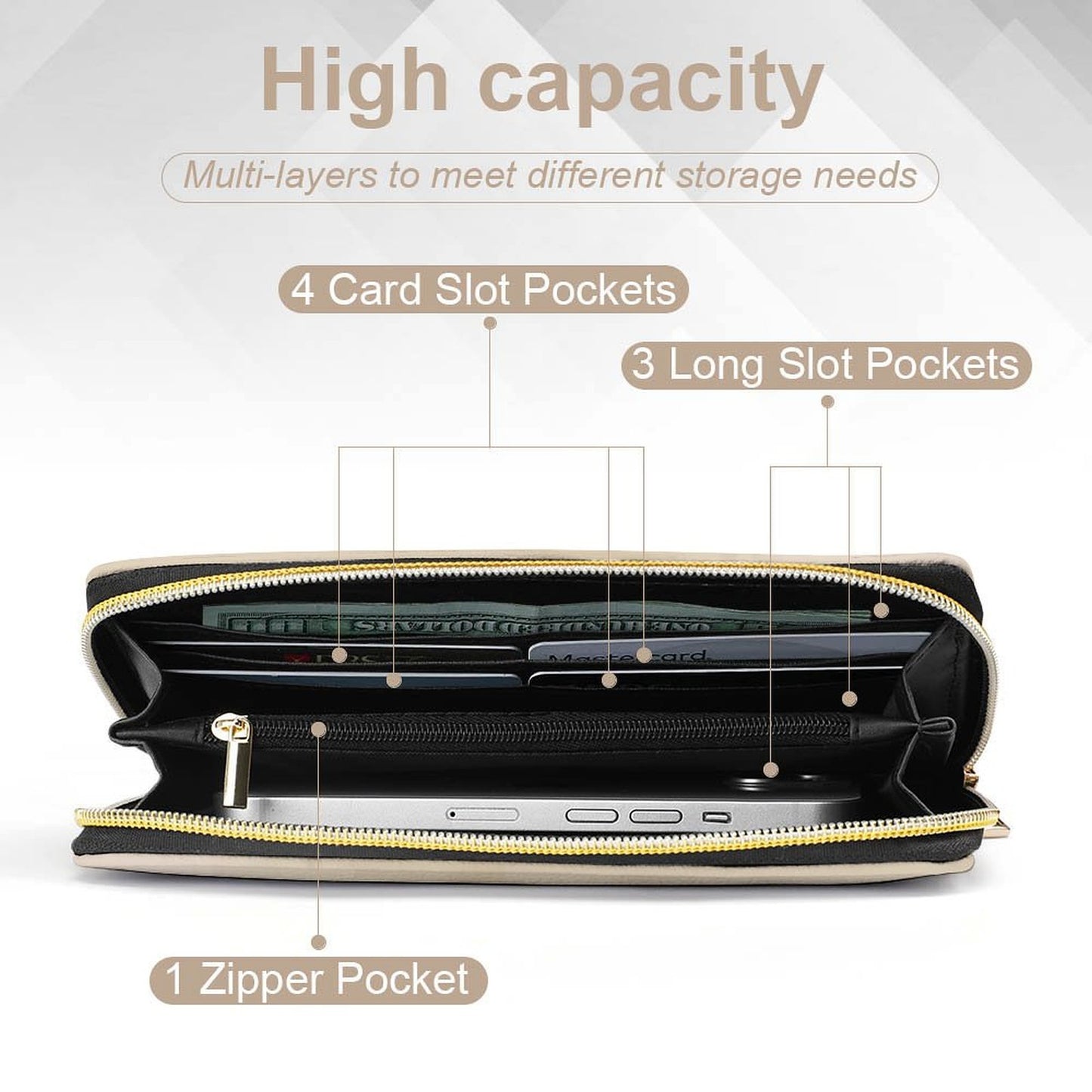 Portefeuille effet aquarelle en cuir vegan haut de gamme – Élégance douce et naturelle - Big Smiles All Sizes