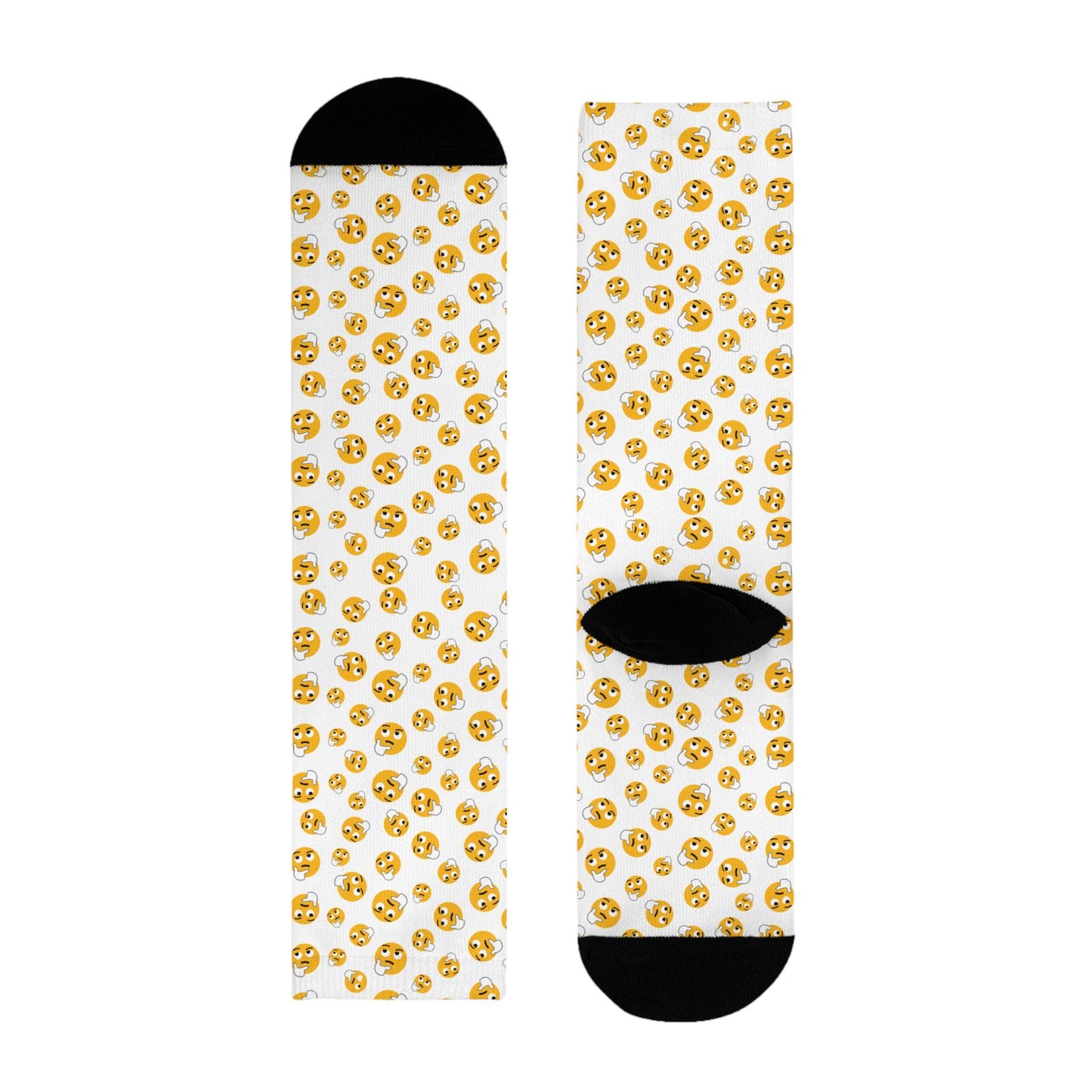 Chaussettes « Emoji thinking » – crew sublimées, motif emoji doré, confort quotidien