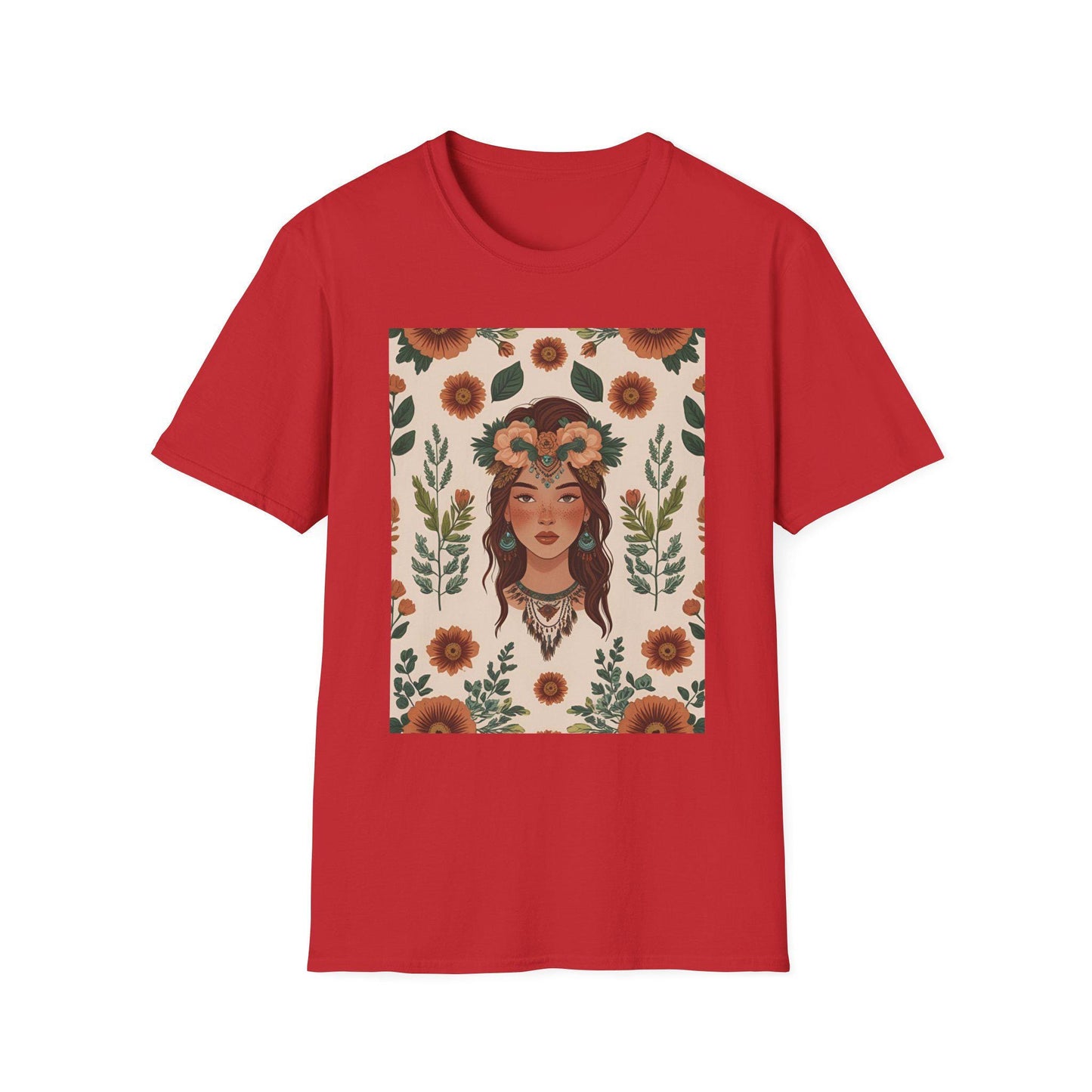 Camiseta unisex "Bohemian Floral" - algodón suave, estilo bohemio veraniego, tallas XS a 5XL