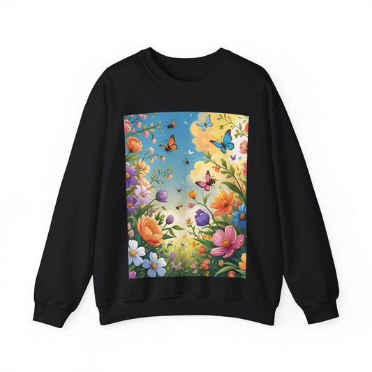 Tailles S–5XL Sweat Papillons & Fleurs Unisexe | Doux et Chaud | Pull Col Rond Art Botanique | Cadeau Nature |
