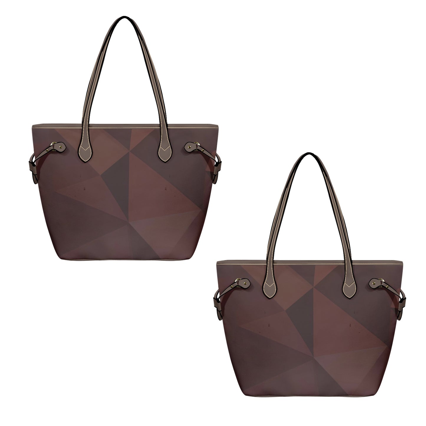 Sac cabas en cuir vegan marron – Élégance géométrique, porté main ou bandoulière - Big Smiles All Sizes