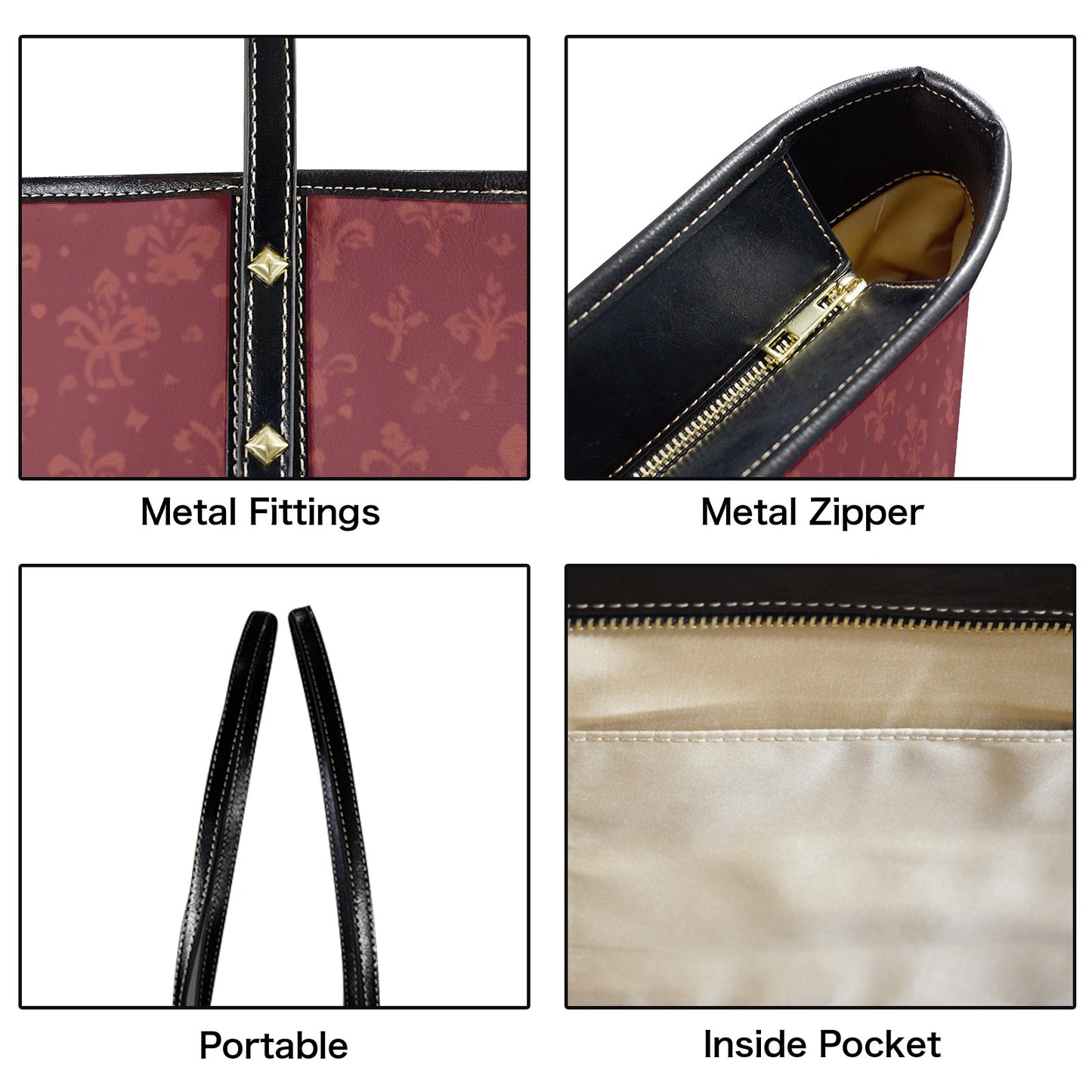 Sac cabas en cuir vegan bordeaux chic – Élégance intemporelle pour le travail et la ville - Big Smiles All Sizes