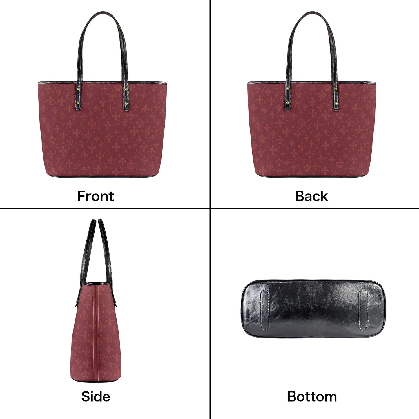 Sac cabas en cuir vegan bordeaux chic – Élégance intemporelle pour le travail et la ville - Big Smiles All Sizes