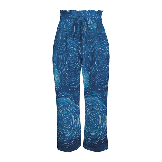 Pantalon large bleu à spirales – taille élastique à nouer & poches (S à 5XL) - Big Smiles All Sizes