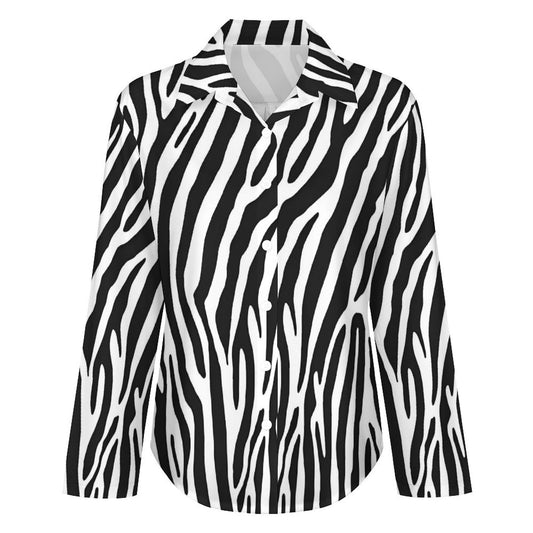 Chemise à ourlet asymétrique – imprimé zèbre noir & blanc | Big Smiles