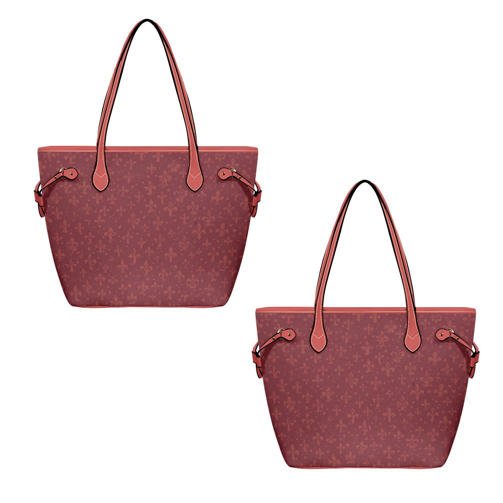 Sac cabas en cuir vegan bordeaux – Élégance florale, porté main ou bandoulière - Big Smiles All Sizes