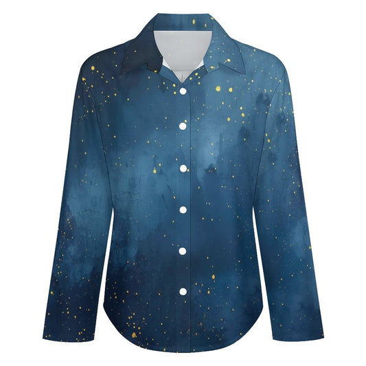 Chemise à ourlet asymétrique – ciel étoilé bleu nuit | Big Smiles