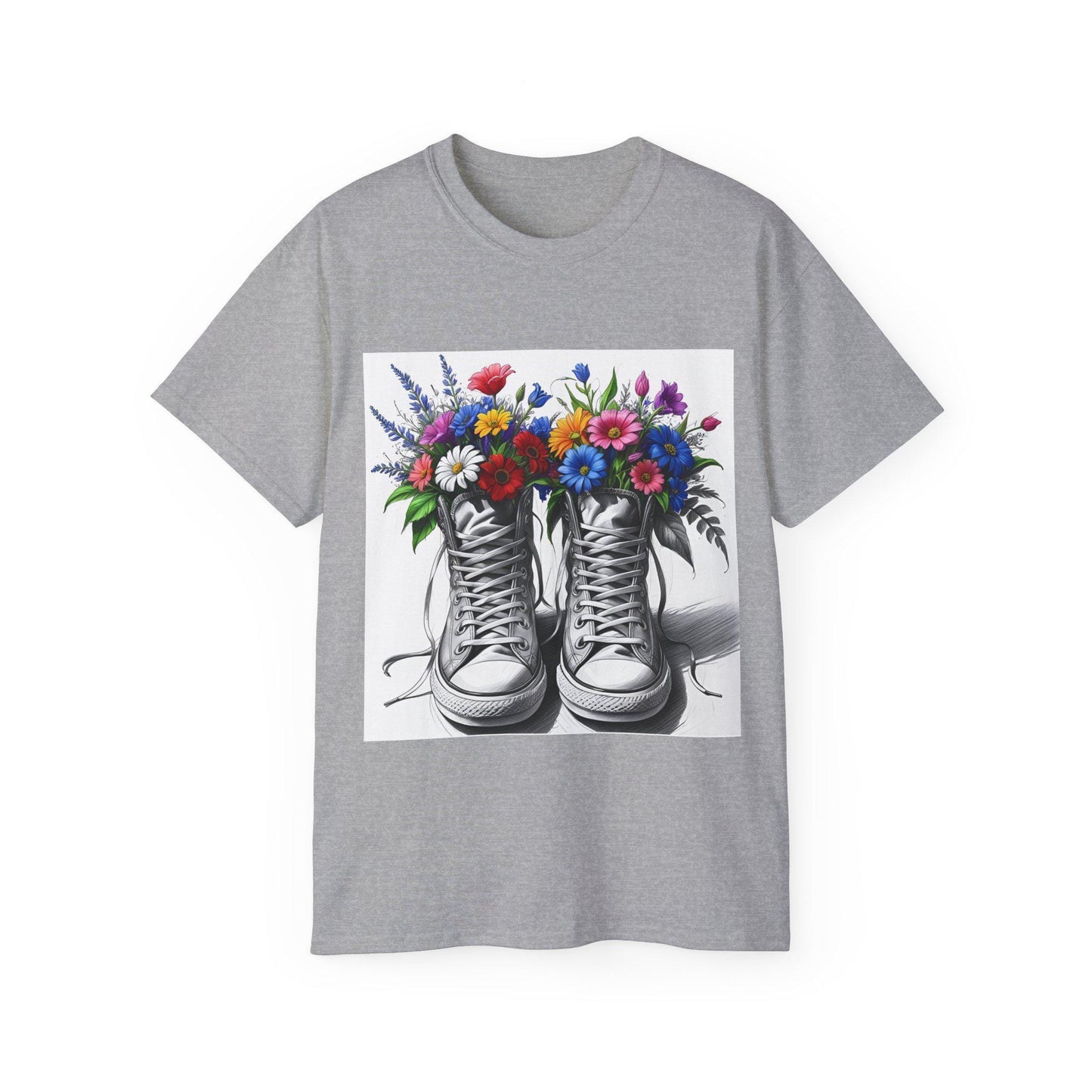 Camiseta unisex con estampado floral - Algodón ultrafino, diseño floral vintage, tallas S a 5XL