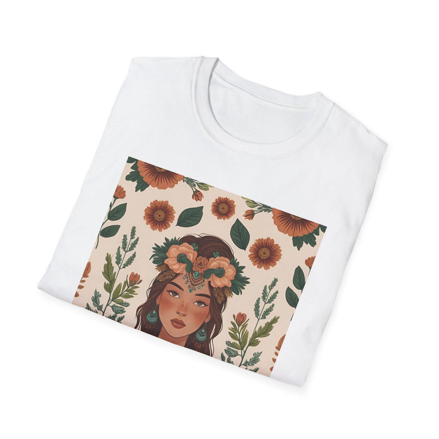 Camiseta unisex "Bohemian Floral" - algodón suave, estilo bohemio veraniego, tallas XS a 5XL