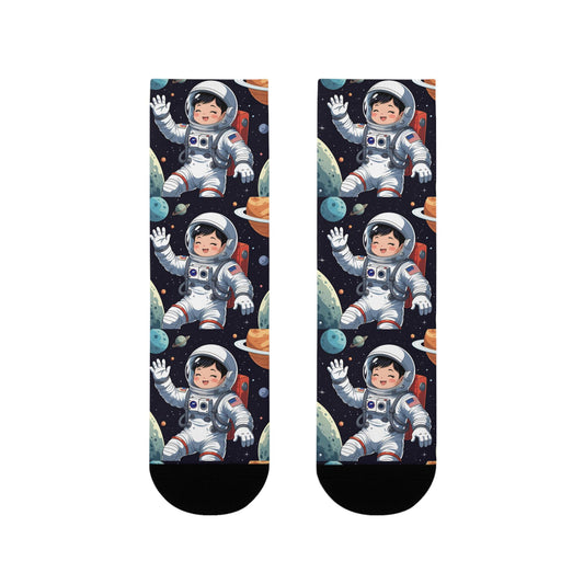 Chaussettes « Cosmic Adventure » – crew sublimées astronautes & planètes, cadeau space lovers